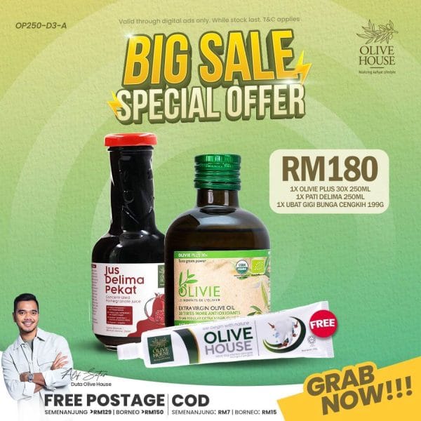 Olivie Plus 250ml + Pati Delima 250ml + FREE Ubat Gigi Bunga Cengkih