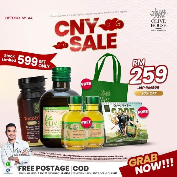 Olivie Plus 250ml + Tocotrienols + Free 2x Olivie Plus 50ml + Free Kalendar 2025 + Free Bag