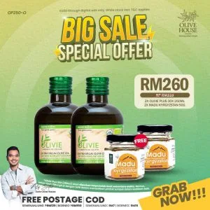 2x Olivie Plus 250ml + FREE 2x Madu 50g
