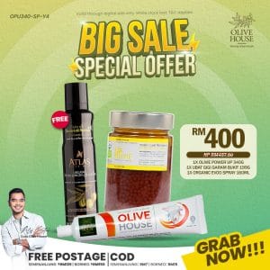 Olivie Power UP 340g + Ubat Gigi Garam Bukit + FREE Evoo Spray