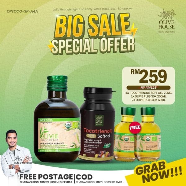 Olivie Plus 250ml + Tocotrienols + FREE 2x Olivie Plus 50ml