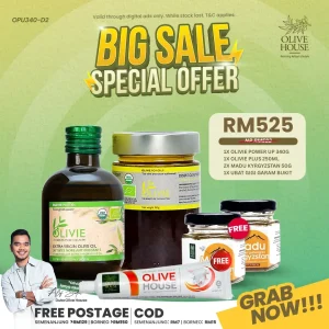 Olivie Power UP 340g + Olivie Plus 250ml + FREE Ubat Gigi Garam Bukit + FREE 2x Madu Kyrgyzstan 50g