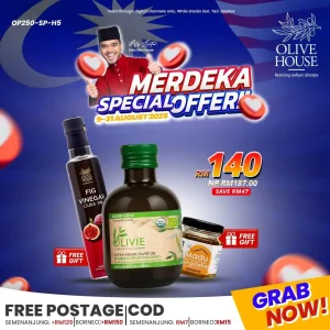 Olivie Plus 250ml + FREE Cuka Tin 250ml + FREE Madu Kyrgyzstan