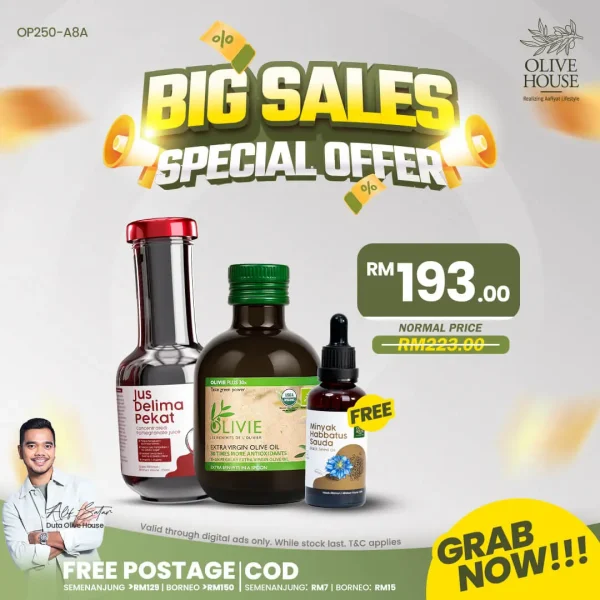 Olivie Plus 250ml + Pati Delima 250ml + FREE Habbatussauda 50ml