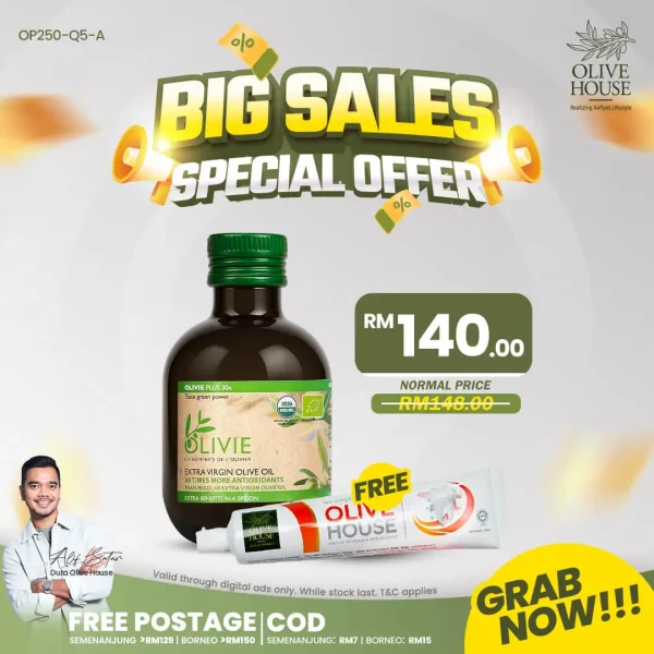 Olivie Plus 250ml + FREE Ubat Gigi Garam Bukit
