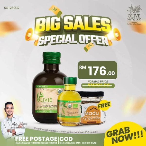 Olivie Plus 250ml + Olivie Plus 50ml + FREE Madu Kyrgyzstan 50g
