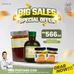 Olivie Power UP 340g + Olivie Plus 250ml + FREE 2x Madu Kyrgyzstan 50g
