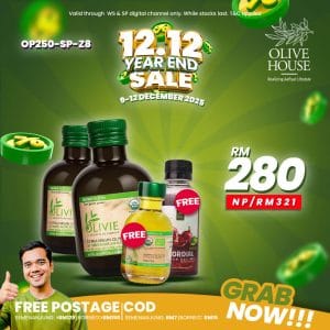2x Olivie Plus 250ml + FREE Olivie Plus 50ml + FREE Kordial Delima + FREE Wall Calendar