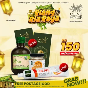 Olivie Plus 250ml + Madu Kyrgyzstan 50g + FREE Ubat Gigi Garam Bukit + FREE 2x Sampul Raya