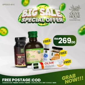 Olivie Plus 250ml + Tocotrienols + FREE Calm & Comfort + FREE Madu 50g + FREE Ubat Gigi Garam Bukit