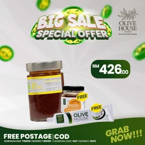 Olivie Power UP 340g + FREE Madu Kyrgyzstan 50g + FREE Ubat Gigi Bunga Cengkih
