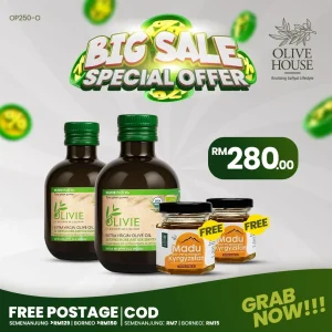 2x Olivie Plus 250ml + FREE 2x Madu 50g
