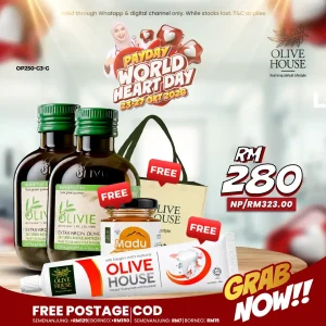 [Payday] 2x Olivie Plus 250ml + FREE Madu Kyrgyzstan + FREE Ubat Gigi Garam Bukit + FREE Bag