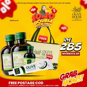 [10.10] 2x Olivie Plus 250ml + Olivie Plus 50ml + FREE Ubat Gigi Bunga Cengkih + FREE Bag