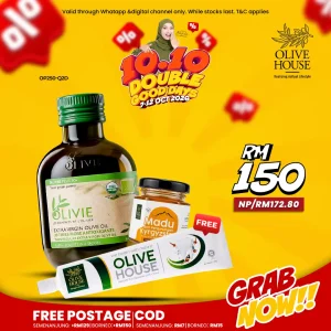 [10.10] Olivie Plus 250ml + Madu Kyrgyzstan + FREE Ubat Gigi Bunga Cengkih